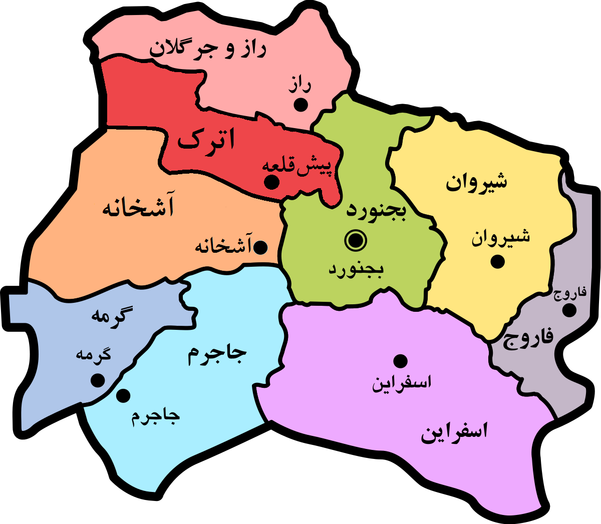 نقشه خراسان شمالی